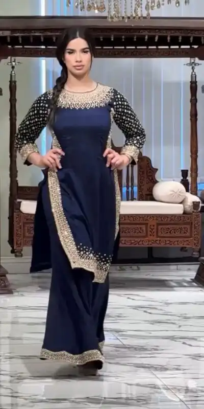 ZB 5056 Navy Blue in Natural Crepe Embroidery Work Salwar Suit . Wedding, Party, Festive, Events, Get it for ₹2199. Delivery 4-6 Working Days. Shop now. | Casual Suits, Jump Suits, Creative suits, Designer Suits, Palazzo Suits, Party Wear Suits, Patiala Suits, Salwar suit, Straight Suits