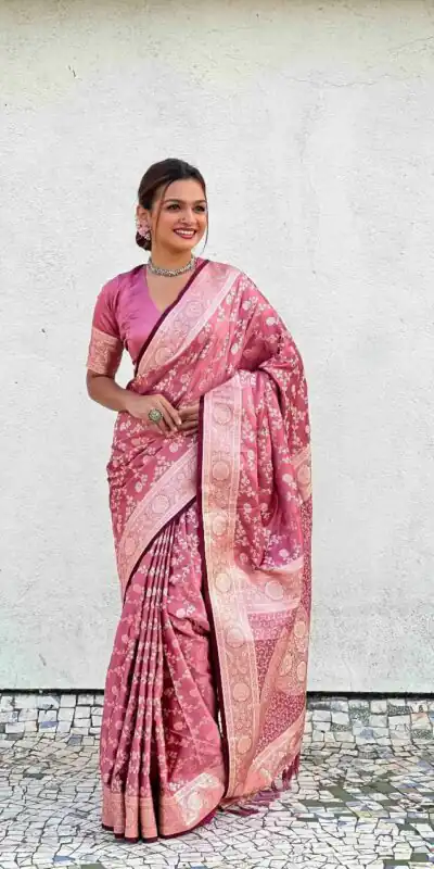 KPR 290 Peach in Soft Lichi Silk Jacquard Work Designer Work Saree . Exclusive Offer ₹1349. Delivery 4-6 Working Days. Shop now. | Creative Sarees, Bollywood Sarees, Designer Sarees, Embroidered Sarees, Ethnic Saree, Modern Digital sarees, Party Wear Sarees, Sarees