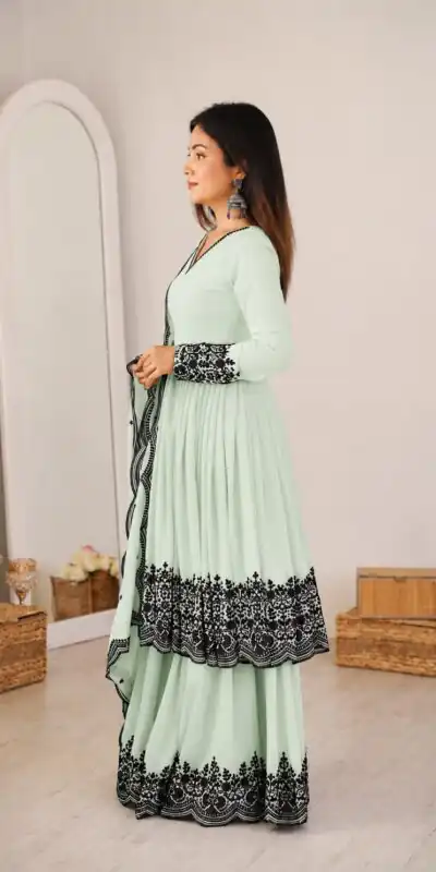 SP 71 Pista Faux Georgette Salwar Suit with Embroidery Work. Available at ₹2499 only. Delivery 4-6 Working Days. Shop now. | Casual Suits, Jump Suits, Creative suits, Designer Suits, Palazzo Suits, Party Wear Suits, Patiala Suits, Salwar suit, Straight Suits