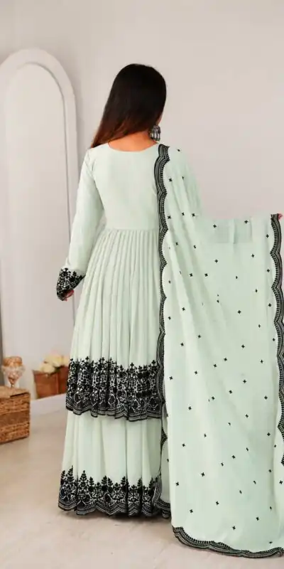 SP 71 Pista Faux Georgette Salwar Suit with Embroidery Work. Available at ₹2499 only. Delivery 4-6 Working Days. Shop now. | Casual Suits, Jump Suits, Creative suits, Designer Suits, Palazzo Suits, Party Wear Suits, Patiala Suits, Salwar suit, Straight Suits