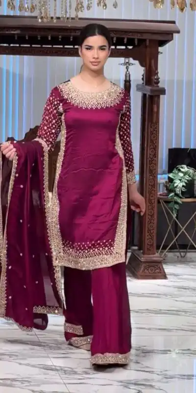 ZB 5056 Rani Pink in Natural Crepe Embroidery Work Salwar Suit . Wedding, Party, Festive, Events, Get it for ₹2199. Delivery 4-6 Working Days. Shop now. | Casual Suits, Jump Suits, Creative suits, Designer Suits, Palazzo Suits, Party Wear Suits, Patiala Suits, Salwar suit, Straight Suits