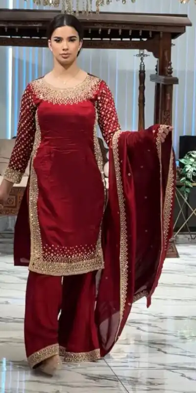 ZB 5056 Red in Color Natural Crepe Embroidery Work Salwar Suit . Wedding, Party, Festive, Events, Get it for ₹2199. Delivery 4-6 Working Days. Shop now. | Casual Suits, Jump Suits, Creative suits, Designer Suits, Palazzo Suits, Party Wear Suits, Patiala Suits, Salwar suit, Straight Suits