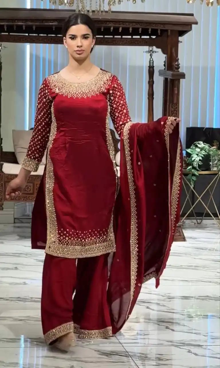 ZB 5056 Red in Color Natural Crepe Embroidery Work Salwar Suit . Wedding, Party, Festive, Events, Get it for ₹2199. Delivery 4-6 Working Days. Shop now. | Casual Suits, Jump Suits, Creative suits, Designer Suits, Palazzo Suits, Party Wear Suits, Patiala Suits, Salwar suit, Straight Suits