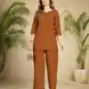 DIVA 158 Rust Viscose Rayon Kurti with Embroidery Work & Mirror Work. Wedding, Party, Festive Grab it for ₹1749. Delivery 4-6 Working Days. Shop now. | Bollywood Kurti, Creative Kurtis, Designer Kurti, Kurti, Party Wear Kurti, Selfie Kurti