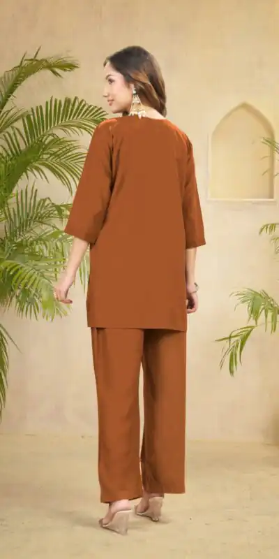 DIVA 158 Rust Viscose Rayon Kurti with Embroidery Work & Mirror Work. Wedding, Party, Festive Grab it for ₹1749. Delivery 4-6 Working Days. Shop now. | Bollywood Kurti, Creative Kurtis, Designer Kurti, Kurti, Party Wear Kurti, Selfie Kurti