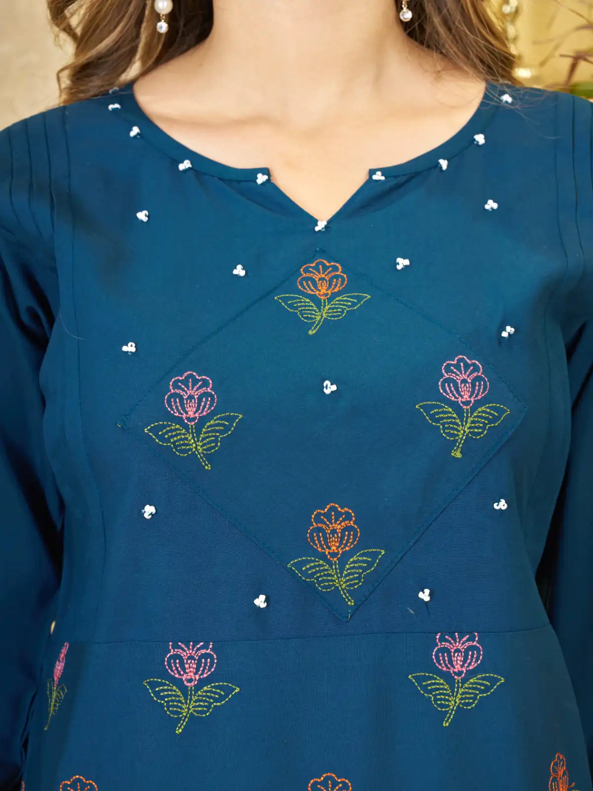 DIVA 158 Teal Viscose Rayon Kurti with Embroidery Work & Mirror Work. Wedding, Party, Festive Grab it for ₹1749. Delivery 4-6 Working Days. Shop now. | Bollywood Kurti, Creative Kurtis, Designer Kurti, Kurti, Party Wear Kurti, Selfie Kurti
