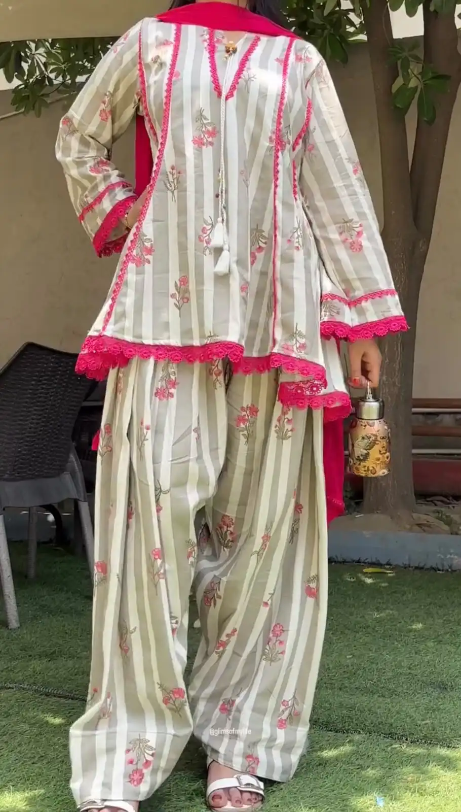 Fancy Grey Natural Crep Digital Print Work Salwar Suit - Image 2