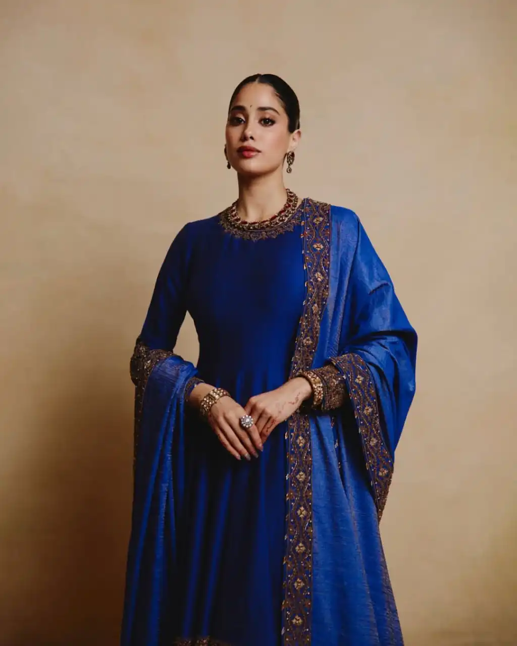 Fancy Royal Blue Chinon Sequins Gotta Patti Anarkali Suit