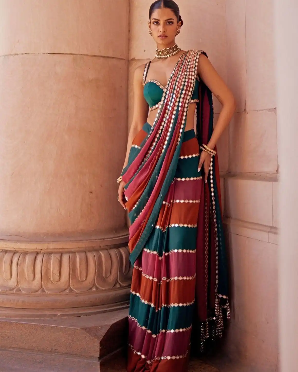 Magical Multi Faux Georgette With Embroidery Work Saree - Image 2