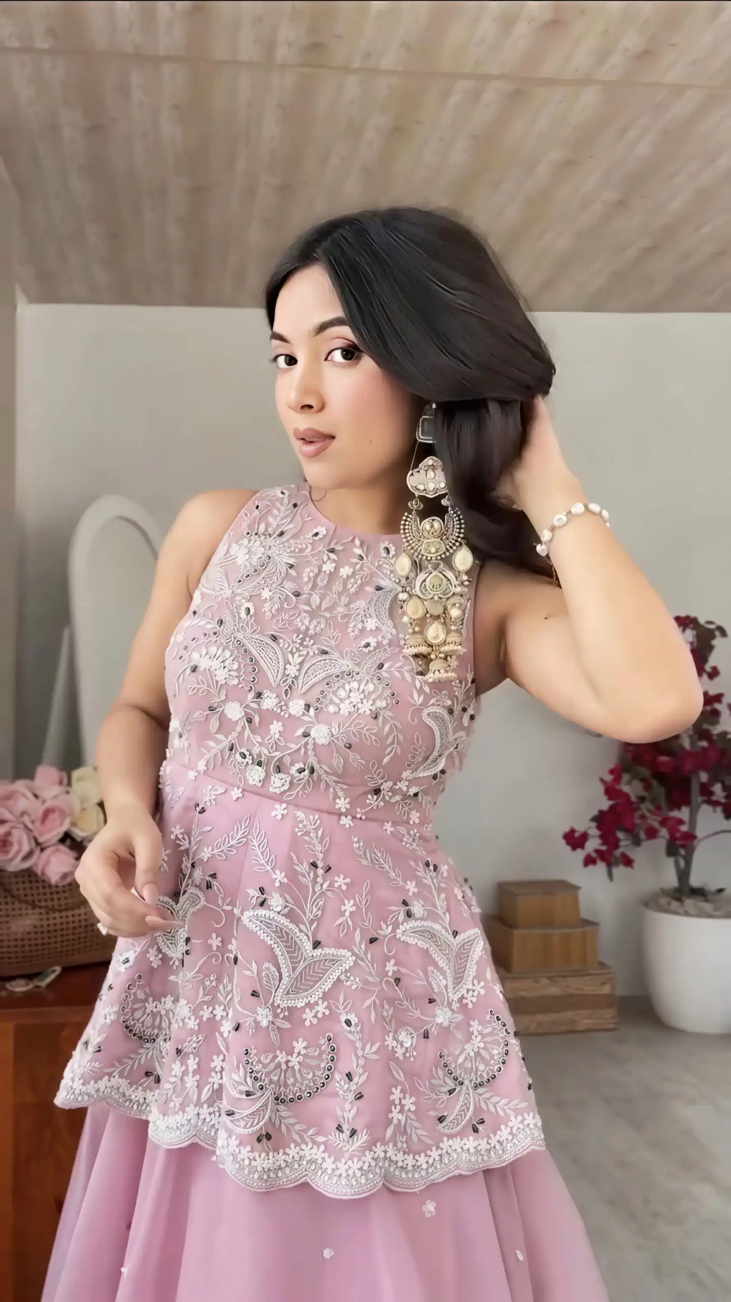 Nice Pink Faux Georgette Silk ⁠Embroidery Work Lehenga Choli - Image 8