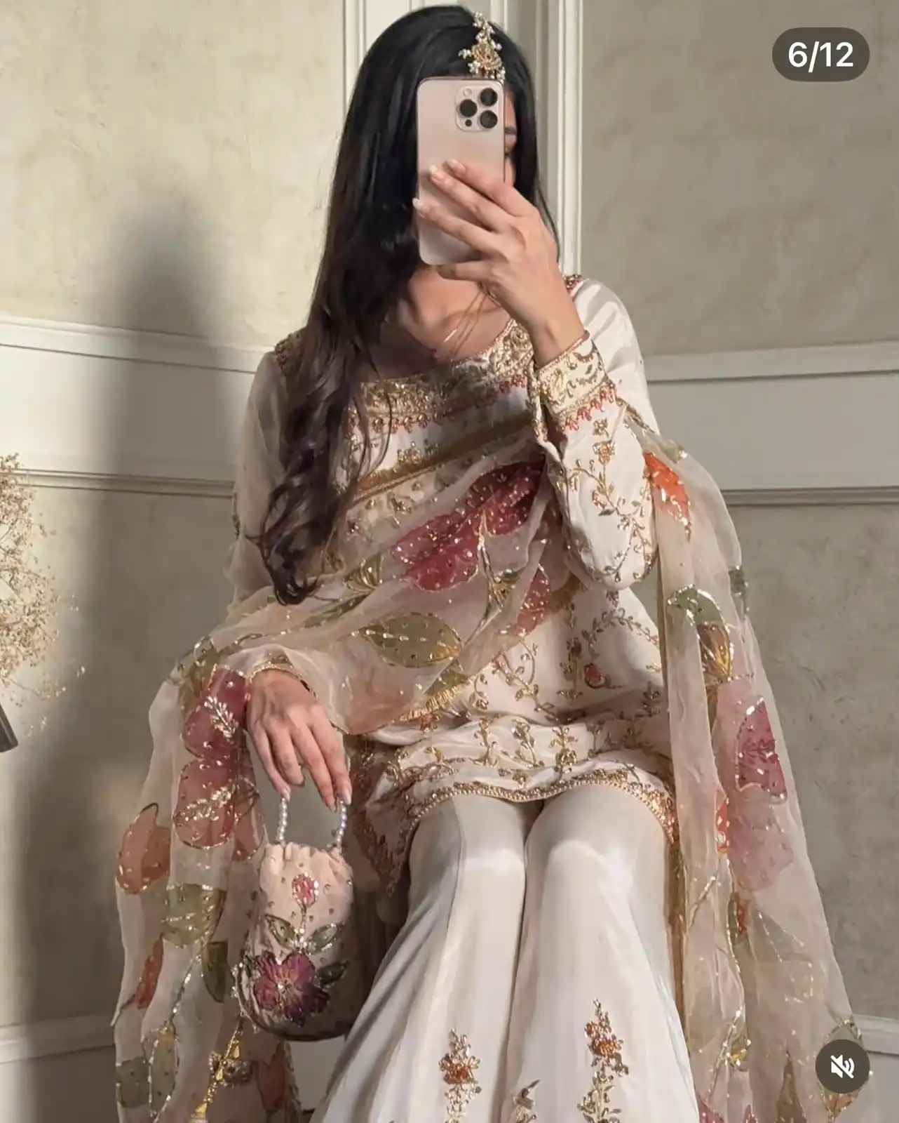 Perfect Off White Chinon Silk Embroidery Work Salwar Suit - Image 2