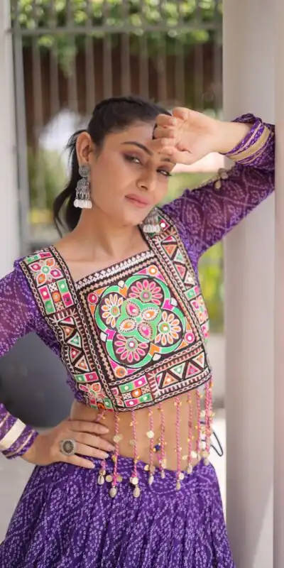 Alternative view of Perfect Purple Faux Georgette Print Embroider Work Lehenga Choli