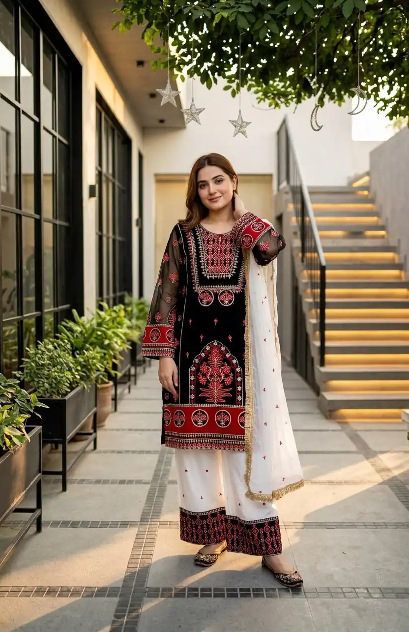 Pretty Black Natural Silk Embroider Work Salwar Suit - Image 5