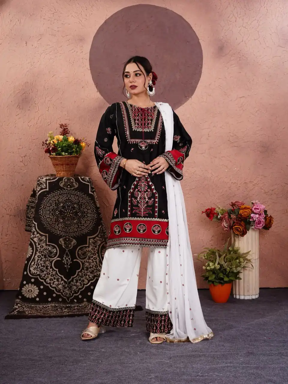 Pretty Black Natural Silk Embroider Work Salwar Suit - Image 4