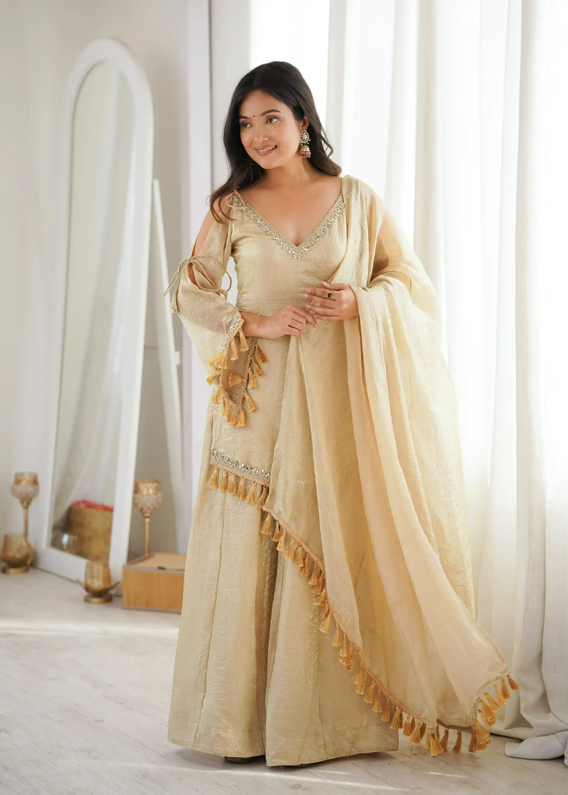 Pretty Off White Doremon Crush Mirror Work Salwar Suit - Image 7