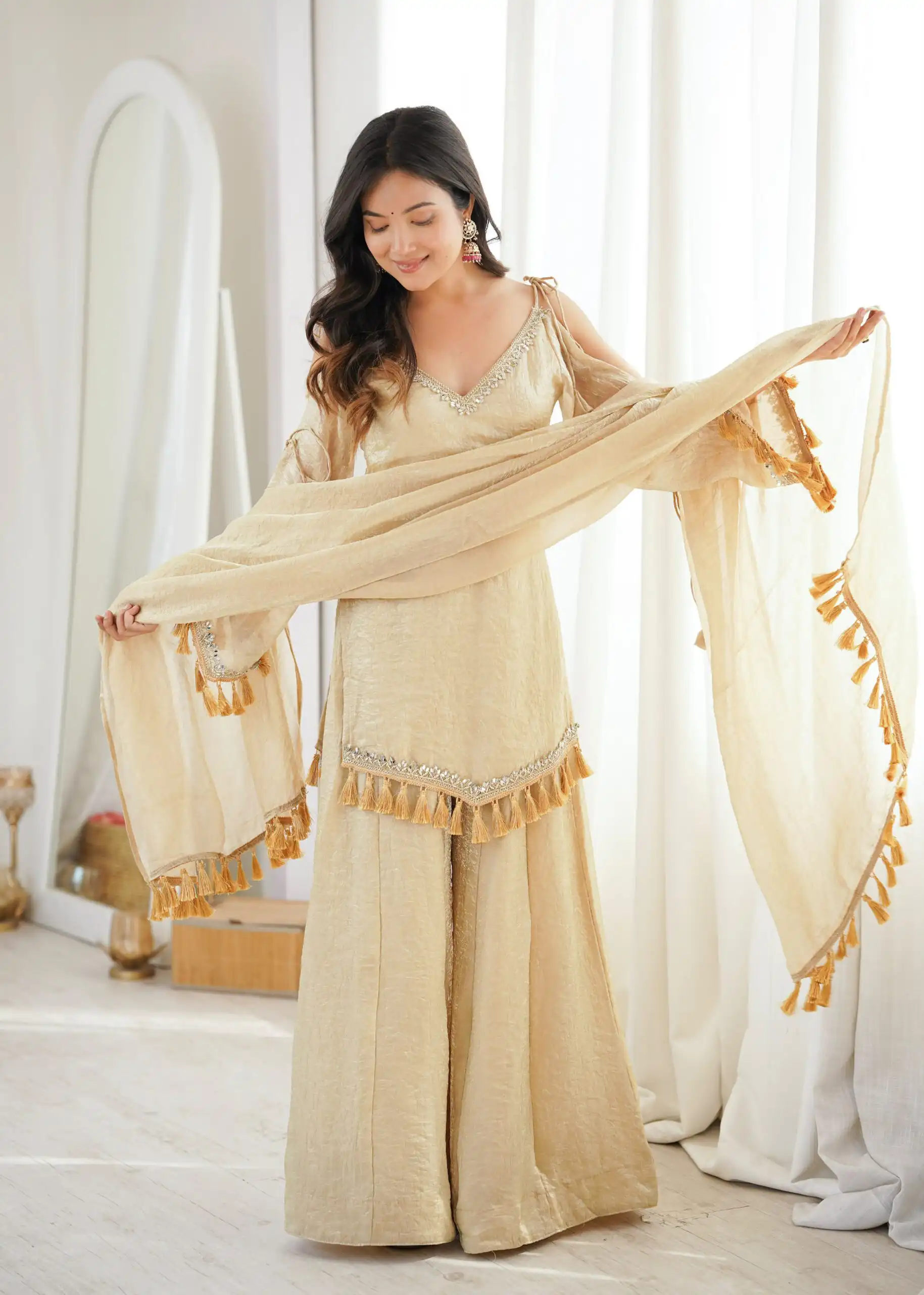 Pretty Off White Doremon Crush Mirror Work Salwar Suit - Image 2