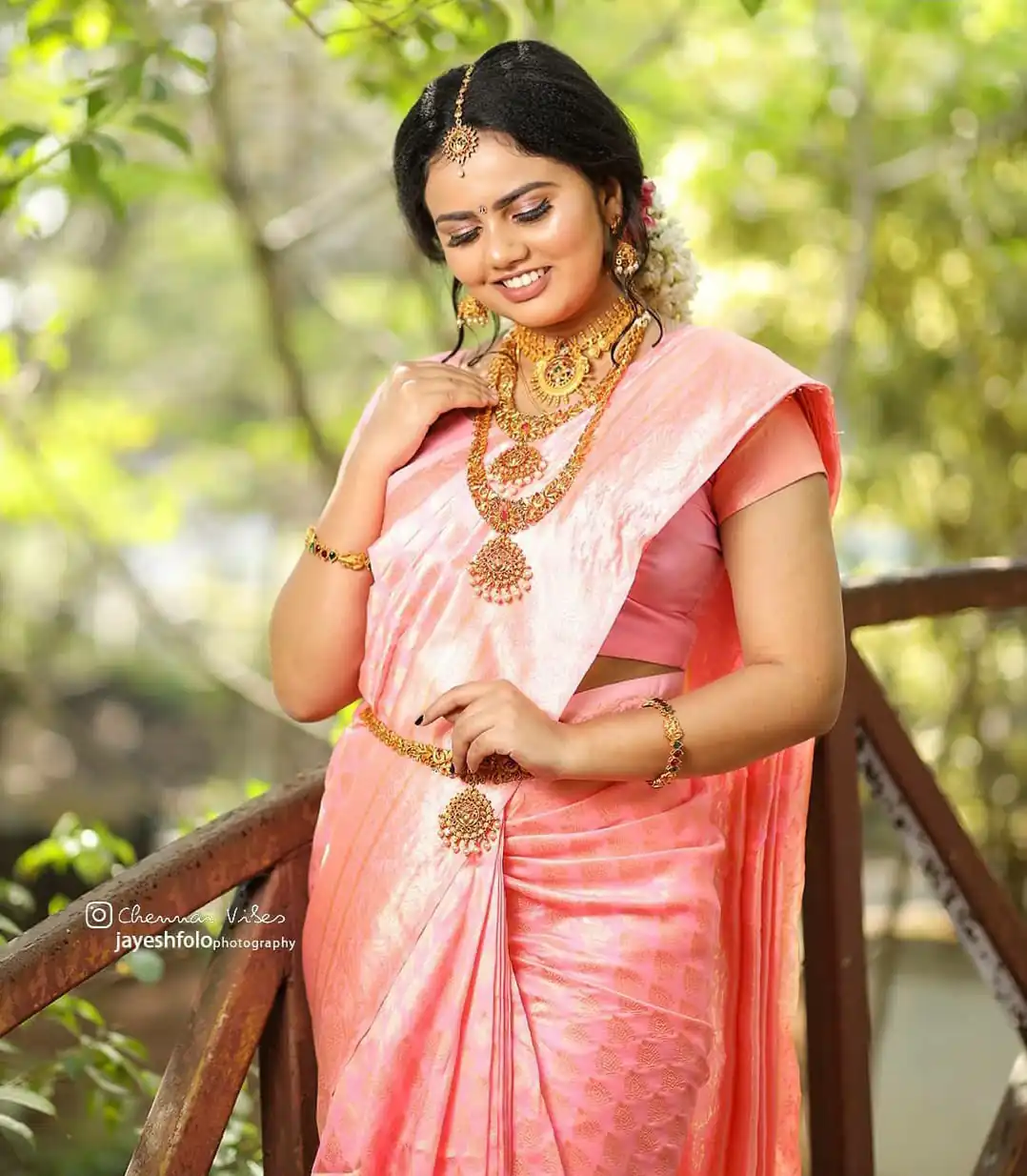 Pretty Peach Soft Lichi Silk Jacquard Work Saree - Image 8