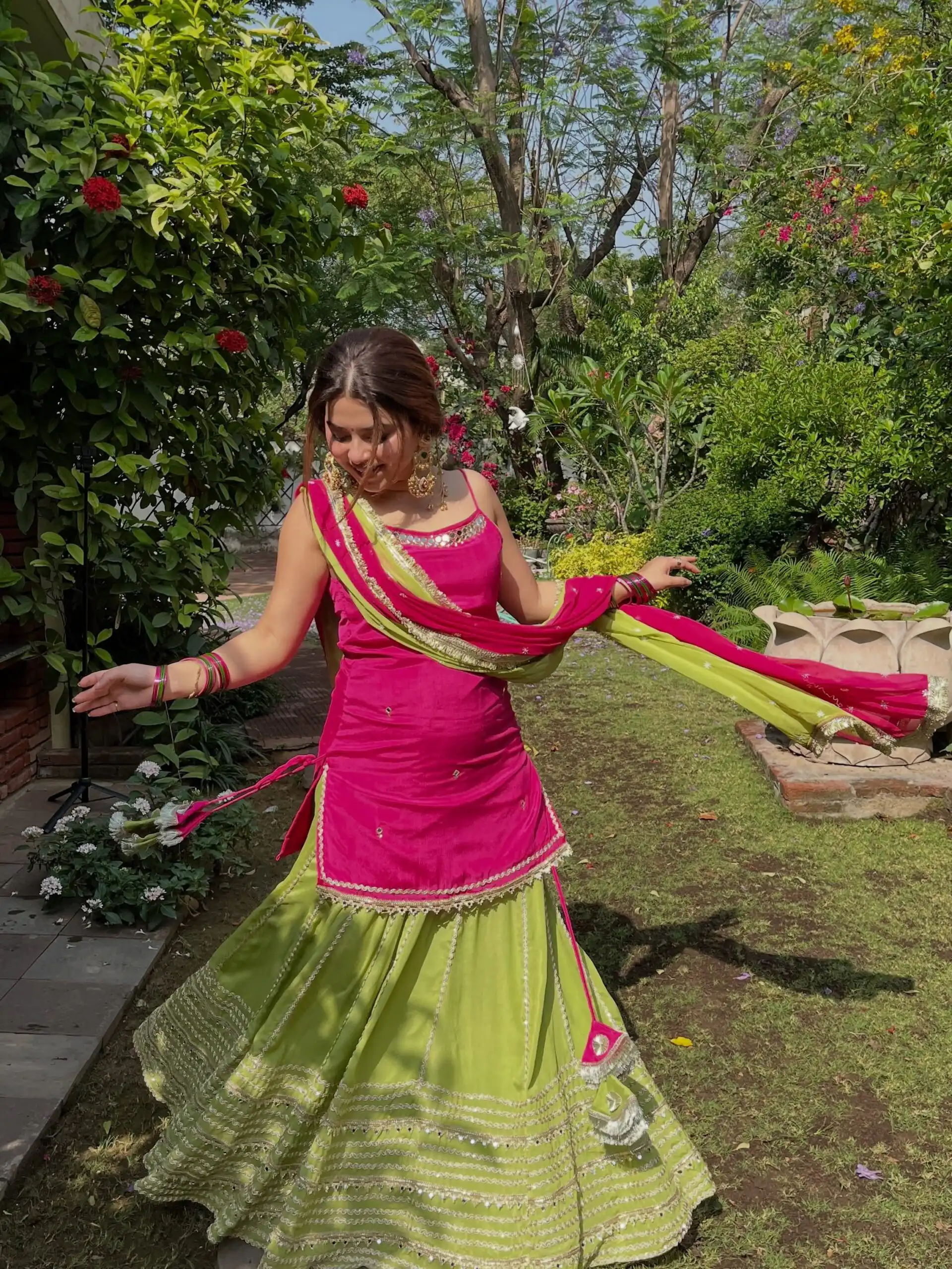 Pretty Pista Fendy Silk Real Mirror Work Lehenga Choli