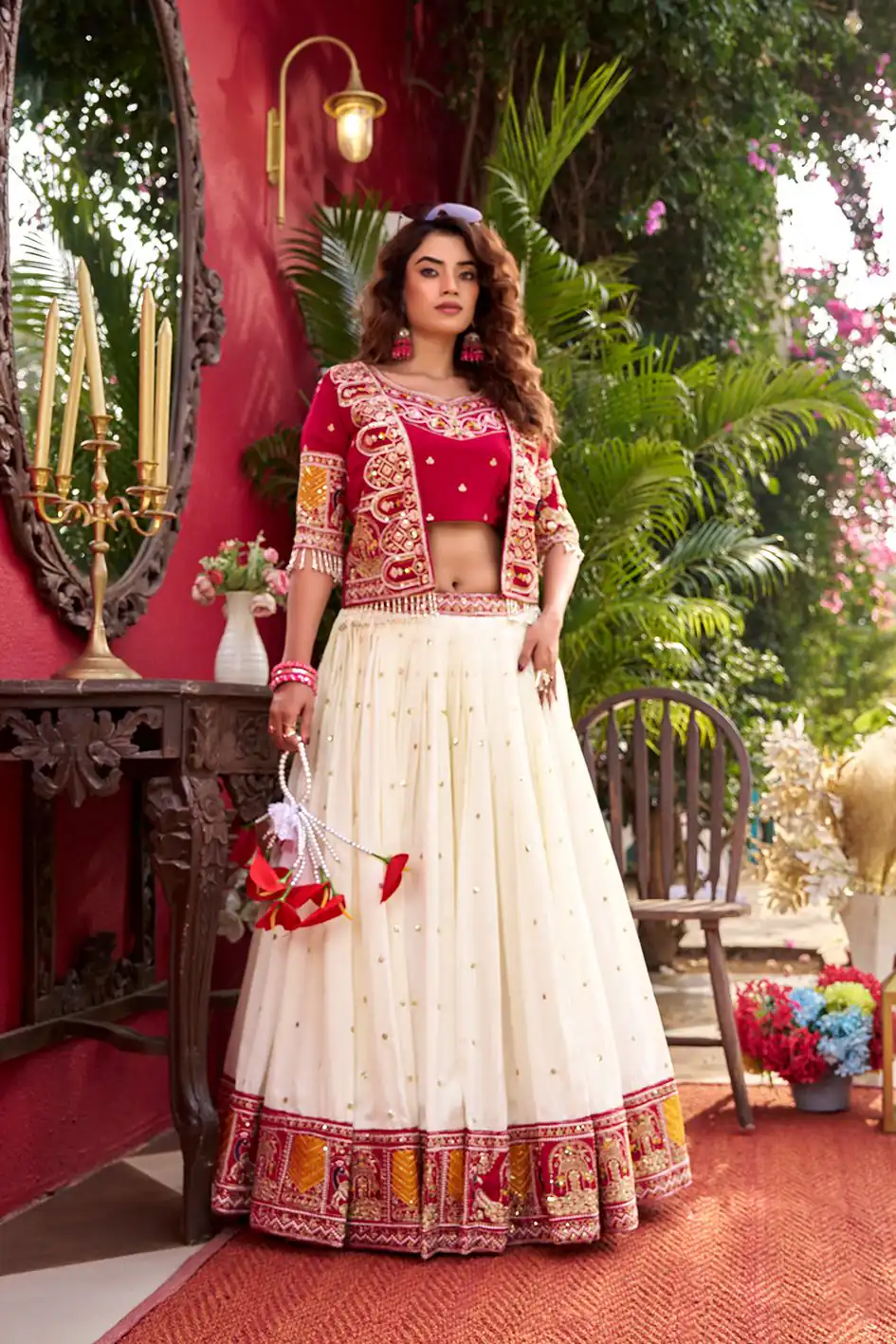 Special Pink Vichitra Thread Work Lehenga Choli