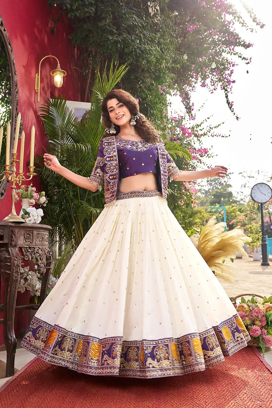 Special Purple Vichitra Thread Work Lehenga Choli - Image 2