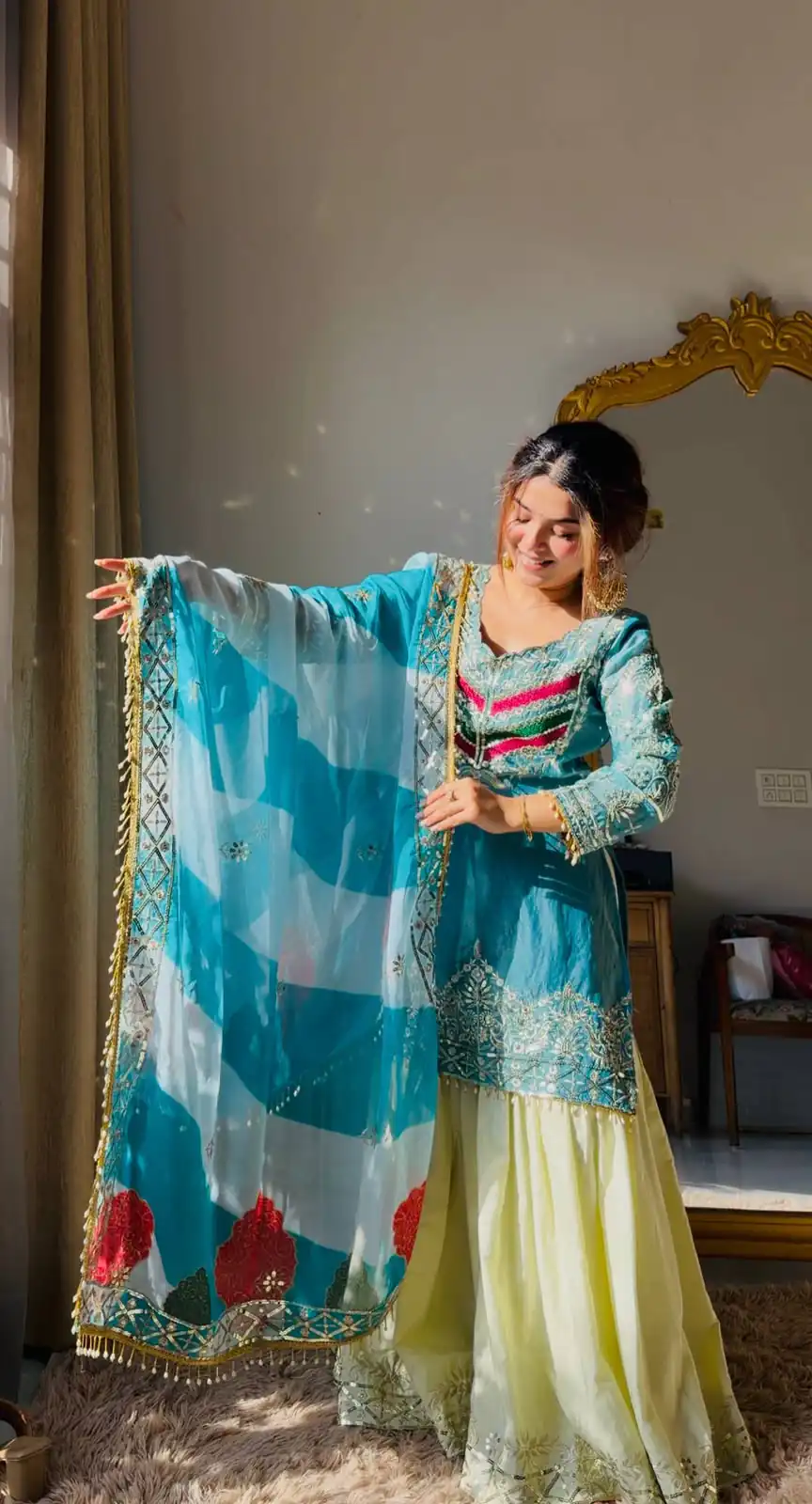 Unique Blue Mox Fendy Embroidery Work Salwar Suit - Image 2