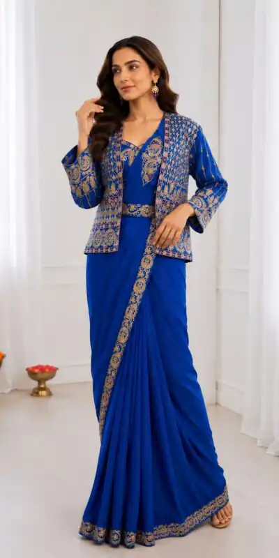 BB 64 Blue Crep Silk Saree with Embroidery Work & Sequins Work. Affordable Price ₹2499. Delivery 4-6 Working Days. Shop now. | Creative Sarees, Bollywood Sarees, Designer Sarees, Embroidered Sarees, Ethnic Saree, Modern Digital sarees, Party Wear Sarees, Sarees