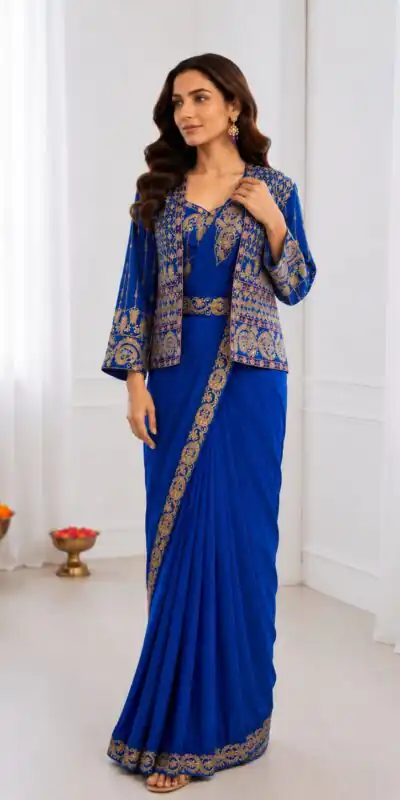BB 64 Blue Crep Silk Saree with Embroidery Work & Sequins Work. Affordable Price ₹2499. Delivery 4-6 Working Days. Shop now. | Creative Sarees, Bollywood Sarees, Designer Sarees, Embroidered Sarees, Ethnic Saree, Modern Digital sarees, Party Wear Sarees, Sarees