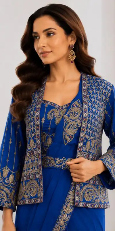 BB 64 Blue Crep Silk Saree with Embroidery Work & Sequins Work. Affordable Price ₹2499. Delivery 4-6 Working Days. Shop now. | Creative Sarees, Bollywood Sarees, Designer Sarees, Embroidered Sarees, Ethnic Saree, Modern Digital sarees, Party Wear Sarees, Sarees