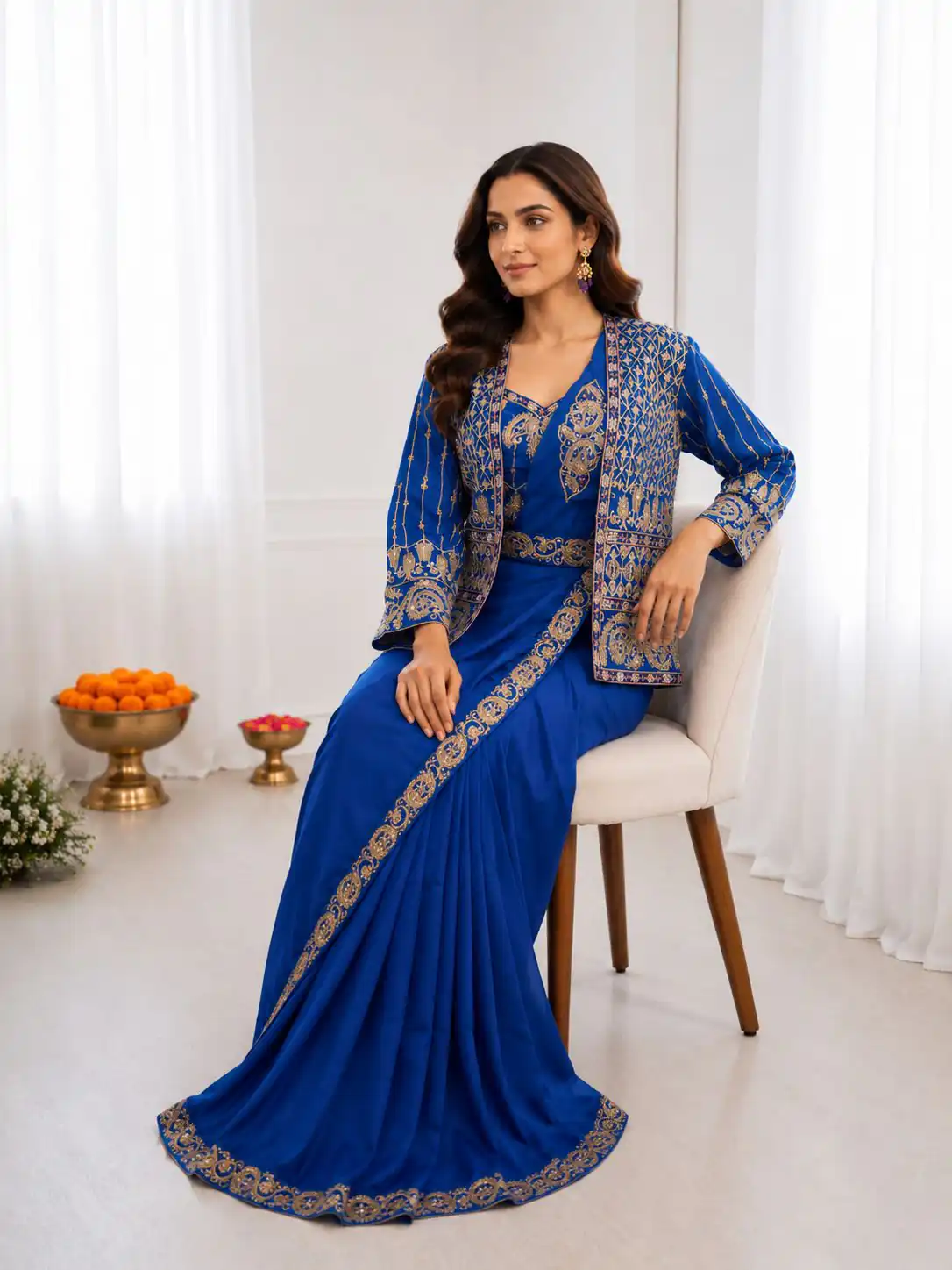 BB 64 Blue Crep Silk Saree with Embroidery Work & Sequins Work. Affordable Price ₹2499. Delivery 4-6 Working Days. Shop now. | Creative Sarees, Bollywood Sarees, Designer Sarees, Embroidered Sarees, Ethnic Saree, Modern Digital sarees, Party Wear Sarees, Sarees