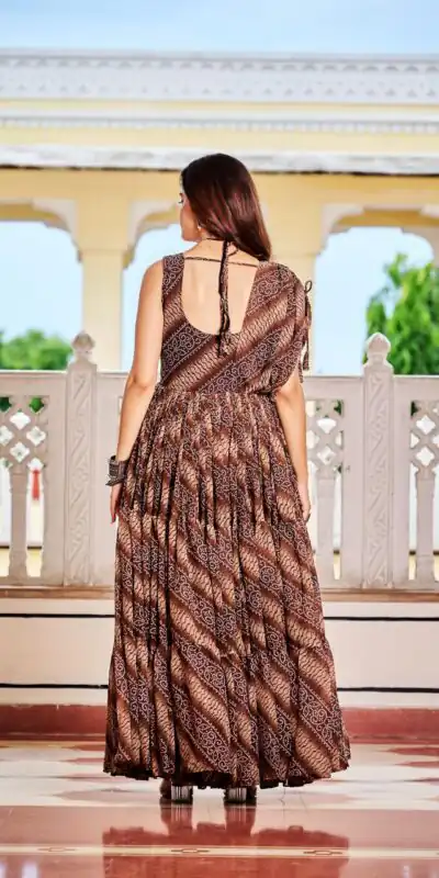 Ram 136 Brown Color | Red Faux Georgette Gown with Mirror Work. Get it for ₹1999. Delivery 4-6 Working Days. Online Shop now. | Bollywood Gowns, Creative Gowns, Designer Gowns, Embroidered Gowns, Gowns, Party Wear Gowns