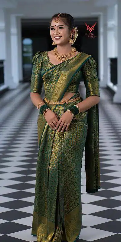 KPR 153 Green Color Soft Lichi Silk Saree with Jacquard Work. Best Price ₹1349. Delivery 4-6 Working Days. Online Shop now. | Creative Sarees, Bollywood Sarees, Designer Sarees, Embroidered Sarees, Ethnic Saree, Modern Digital sarees, Party Wear Sarees, Sarees