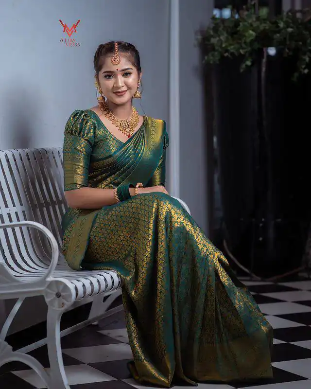KPR 153 Green Color Soft Lichi Silk Saree with Jacquard Work. Best Price ₹1349. Delivery 4-6 Working Days. Online Shop now. | Creative Sarees, Bollywood Sarees, Designer Sarees, Embroidered Sarees, Ethnic Saree, Modern Digital sarees, Party Wear Sarees, Sarees