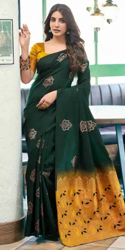 KPR 217 Green Soft Lichi Silk Jacquard Work Saree with Designer Work Wedding, Party, Festive, Events, Deal ₹1299. Delivery 4-6 Working Days. Shop now. | Creative Sarees, Bollywood Sarees, Designer Sarees, Embroidered Sarees, Ethnic Saree, Modern Digital sarees, Party Wear Sarees, Sarees