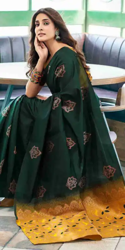 KPR 217 Green Soft Lichi Silk Jacquard Work Saree with Designer Work Wedding, Party, Festive, Events, Deal ₹1299. Delivery 4-6 Working Days. Shop now. | Creative Sarees, Bollywood Sarees, Designer Sarees, Embroidered Sarees, Ethnic Saree, Modern Digital sarees, Party Wear Sarees, Sarees