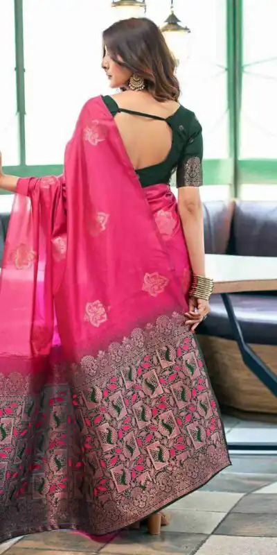 KPR 217 Pink Soft Lichi Silk Jacquard Work Saree with Designer Work Wedding, Party, Festive, Events, Deal ₹1299. Delivery 4-6 Working Days. Shop now. | Creative Sarees, Bollywood Sarees, Designer Sarees, Embroidered Sarees, Ethnic Saree, Modern Digital sarees, Party Wear Sarees, Sarees