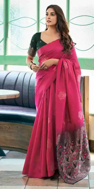 KPR 217 Pink Soft Lichi Silk Jacquard Work Saree with Designer Work Wedding, Party, Festive, Events, Deal ₹1299. Delivery 4-6 Working Days. Shop now. | Creative Sarees, Bollywood Sarees, Designer Sarees, Embroidered Sarees, Ethnic Saree, Modern Digital sarees, Party Wear Sarees, Sarees