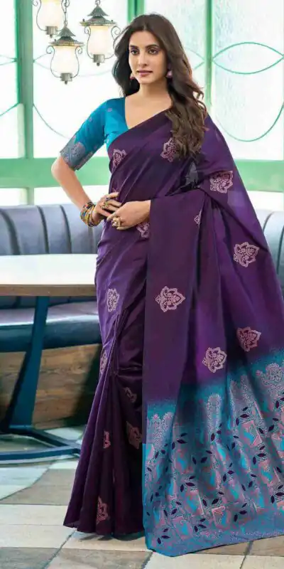 KPR 217 Purple Soft Lichi Silk Jacquard Work Saree with Designer Work Wedding, Party, Festive, Events, Deal ₹1299. Delivery 4-6 Working Days. Shop now. | Creative Sarees, Bollywood Sarees, Designer Sarees, Embroidered Sarees, Ethnic Saree, Modern Digital sarees, Party Wear Sarees, Sarees
