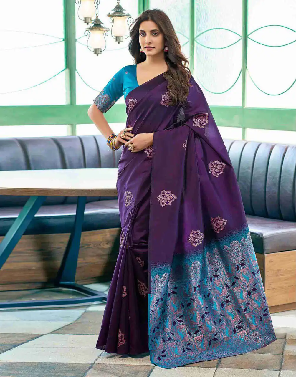 KPR 217 Purple Soft Lichi Silk Jacquard Work Saree with Designer Work Wedding, Party, Festive, Events, Deal ₹1299. Delivery 4-6 Working Days. Shop now. | Creative Sarees, Bollywood Sarees, Designer Sarees, Embroidered Sarees, Ethnic Saree, Modern Digital sarees, Party Wear Sarees, Sarees