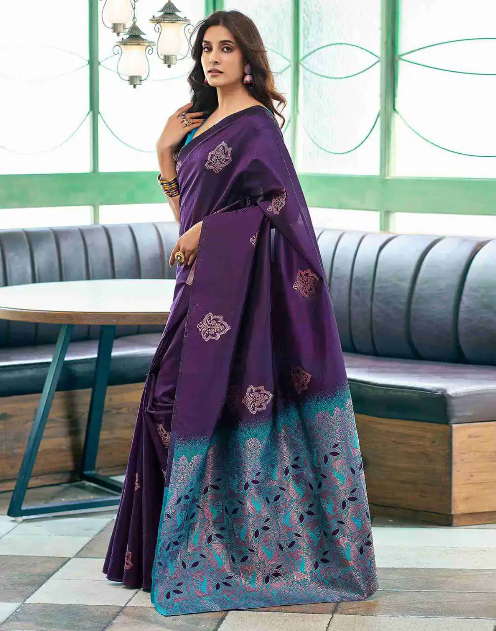 KPR 217 Purple Soft Lichi Silk Jacquard Work Saree with Designer Work Wedding, Party, Festive, Events, Deal ₹1299. Delivery 4-6 Working Days. Shop now. | Creative Sarees, Bollywood Sarees, Designer Sarees, Embroidered Sarees, Ethnic Saree, Modern Digital sarees, Party Wear Sarees, Sarees