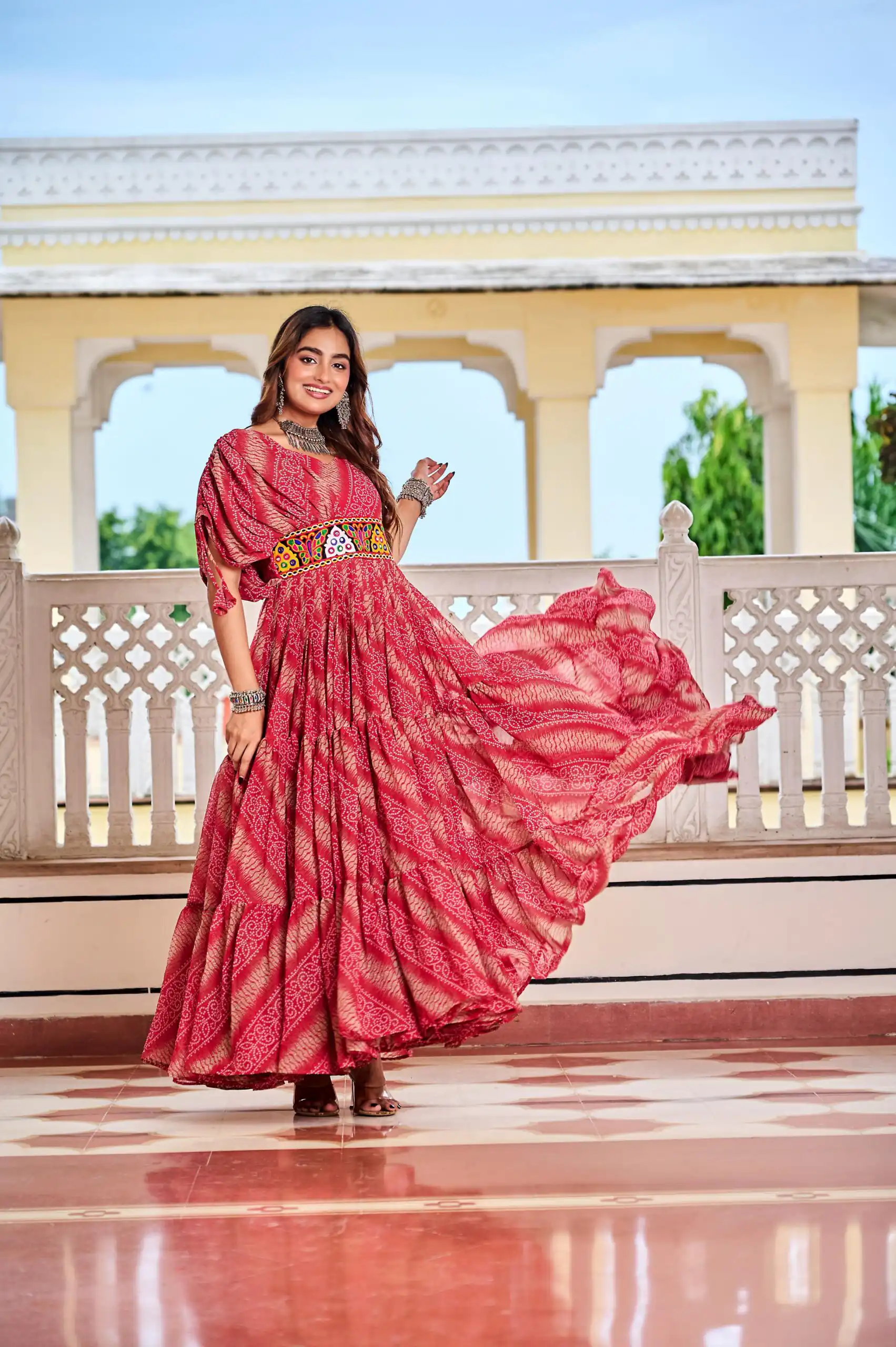Ram 136 Red Color | Red Faux Georgette Gown with Mirror Work. Get it for ₹1999. Delivery 4-6 Working Days. Online Shop now. | Bollywood Gowns, Creative Gowns, Designer Gowns, Embroidered Gowns, Gowns, Party Wear Gowns