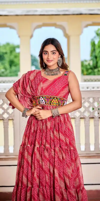 Ram 136 Red Color | Red Faux Georgette Gown with Mirror Work. Get it for ₹1999. Delivery 4-6 Working Days. Online Shop now. | Bollywood Gowns, Creative Gowns, Designer Gowns, Embroidered Gowns, Gowns, Party Wear Gowns