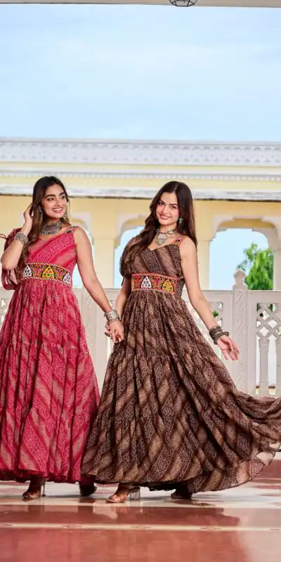 Ram 136 Red Color | Red Faux Georgette Gown with Mirror Work. Get it for ₹1999. Delivery 4-6 Working Days. Online Shop now. | Bollywood Gowns, Creative Gowns, Designer Gowns, Embroidered Gowns, Gowns, Party Wear Gowns