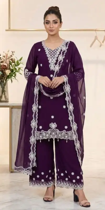 LG 2119 Wine in Georgette Work Embroidery Work & Sequins Work Salwar Suit . Grab it for ₹1999. Delivery 4-6 Working Days. Shop now. | Casual Suits, Jump Suits, Creative suits, Designer Suits, Palazzo Suits, Party Wear Suits, Patiala Suits, Salwar suit, Straight Suits