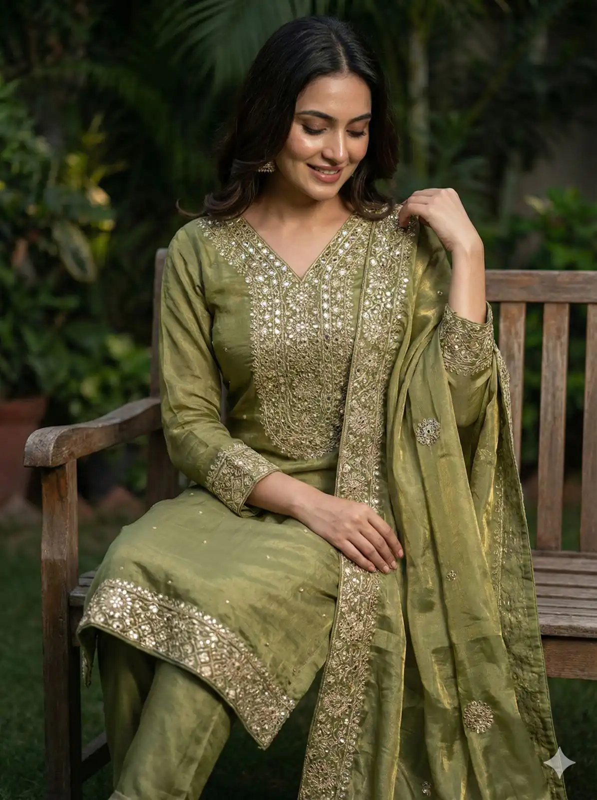 JF 040 Mehandi Fendy Silk Salwar Suitwith Embroidery Work & Lace Work. Now at just ₹2049. Delivery 4-6 Working Days. Shop now. | Casual Suits, Jump Suits, Creative suits, Designer Suits, Palazzo Suits, Party Wear Suits, Patiala Suits, Salwar suit, Straight Suits
