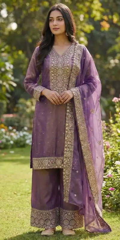 JF 040 Purple Fendy Silk Salwar Suitwith Embroidery Work & Lace Work. Now at just ₹2049. Delivery 4-6 Working Days. Shop now. | Casual Suits, Jump Suits, Creative suits, Designer Suits, Palazzo Suits, Party Wear Suits, Patiala Suits, Salwar suit, Straight Suits