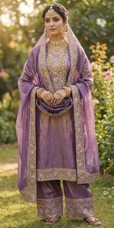 JF 040 Purple Fendy Silk Salwar Suitwith Embroidery Work & Lace Work. Now at just ₹2049. Delivery 4-6 Working Days. Shop now. | Casual Suits, Jump Suits, Creative suits, Designer Suits, Palazzo Suits, Party Wear Suits, Patiala Suits, Salwar suit, Straight Suits