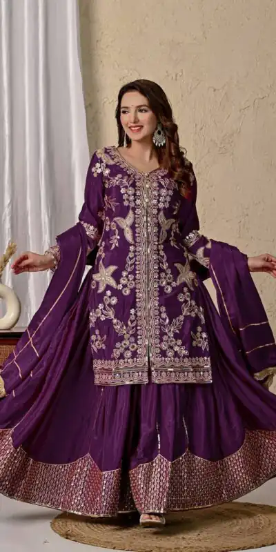 MD 3055 Wine Color Chinon Silk Salwar Suit with Embroidery Work. Online Get it for ₹2149. Delivery 4-6 Working Days. Shop now. | Casual Suits, Jump Suits, Creative suits, Designer Suits, Palazzo Suits, Party Wear Suits, Patiala Suits, Salwar suit, Straight Suits