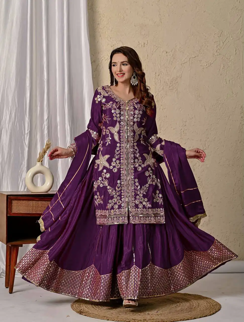 MD 3055 Wine Color Chinon Silk Salwar Suit with Embroidery Work. Online Get it for ₹2149. Delivery 4-6 Working Days. Shop now. | Casual Suits, Jump Suits, Creative suits, Designer Suits, Palazzo Suits, Party Wear Suits, Patiala Suits, Salwar suit, Straight Suits