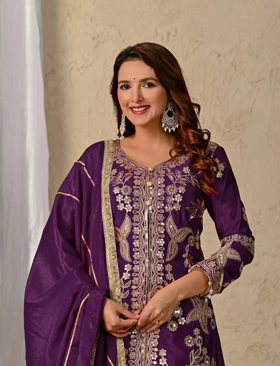 MD 3055 Wine Color Chinon Silk Salwar Suit with Embroidery Work. Online Get it for ₹2149. Delivery 4-6 Working Days. Shop now. | Casual Suits, Jump Suits, Creative suits, Designer Suits, Palazzo Suits, Party Wear Suits, Patiala Suits, Salwar suit, Straight Suits