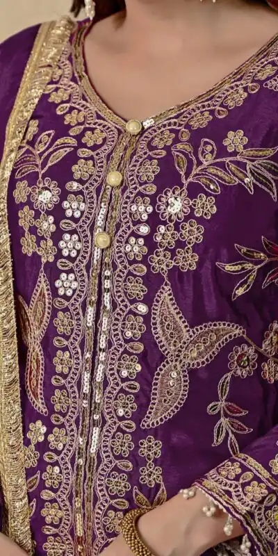 MD 3055 Wine Color Chinon Silk Salwar Suit with Embroidery Work. Online Get it for ₹2149. Delivery 4-6 Working Days. Shop now. | Casual Suits, Jump Suits, Creative suits, Designer Suits, Palazzo Suits, Party Wear Suits, Patiala Suits, Salwar suit, Straight Suits